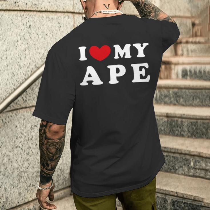 I Love My Ape アイ・ラブ・マイ・エイプ、アイ・ハート・マイ・エイプ 長袖tシャツ メンズTシャツ バックプリント 彼への贈り物