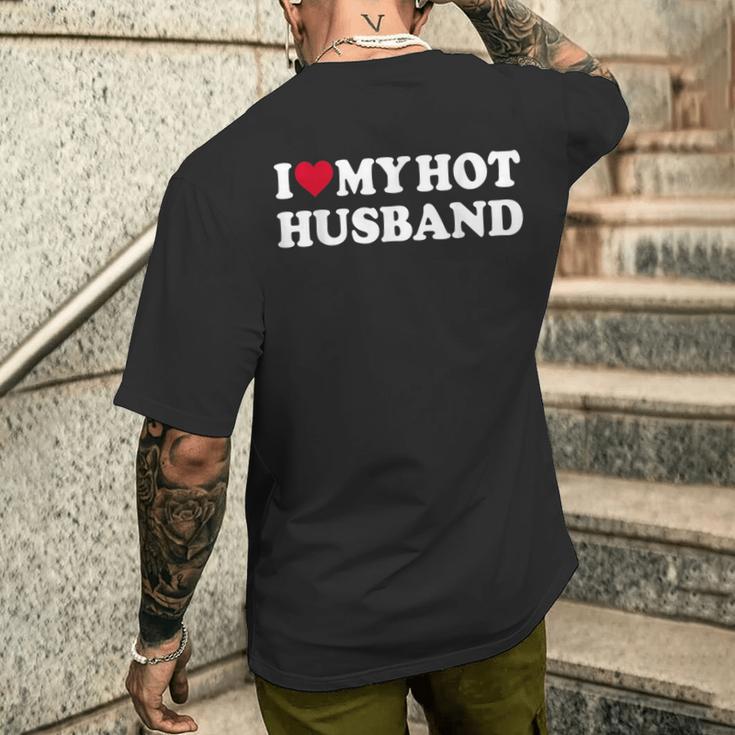 I Love My Hot Husband シャツ ファニー レッド ハート Love Hot Husband メンズTシャツ バックプリント 彼への贈り物