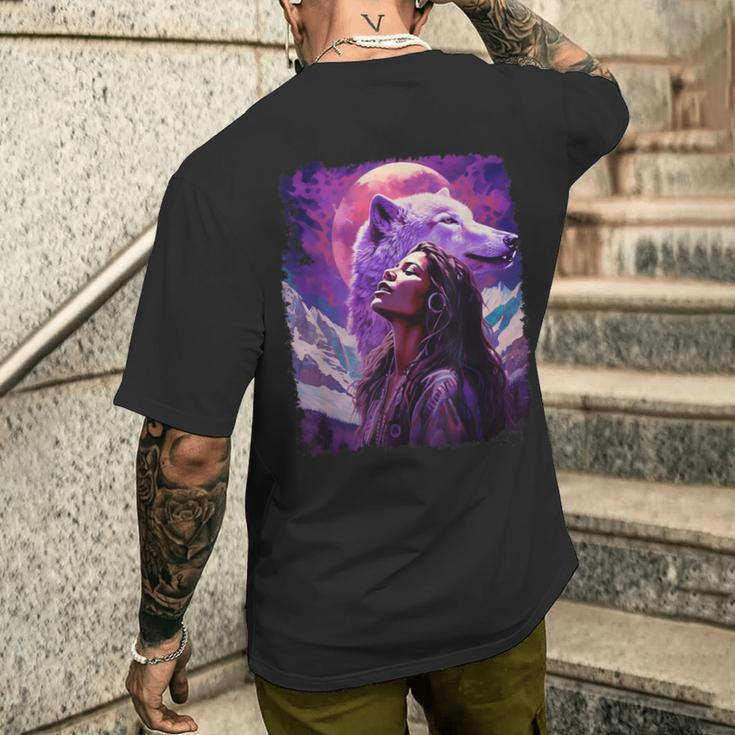 I Love Wolves ビンテージ ネイティブアメリカン メンズTシャツ バックプリント 彼への贈り物