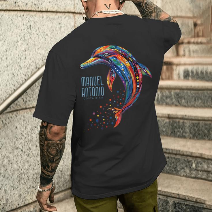 Manuel Antonio コスタリカ ティー ビーチ サーフ バケーション イルカ メンズTシャツ バックプリント 彼への贈り物