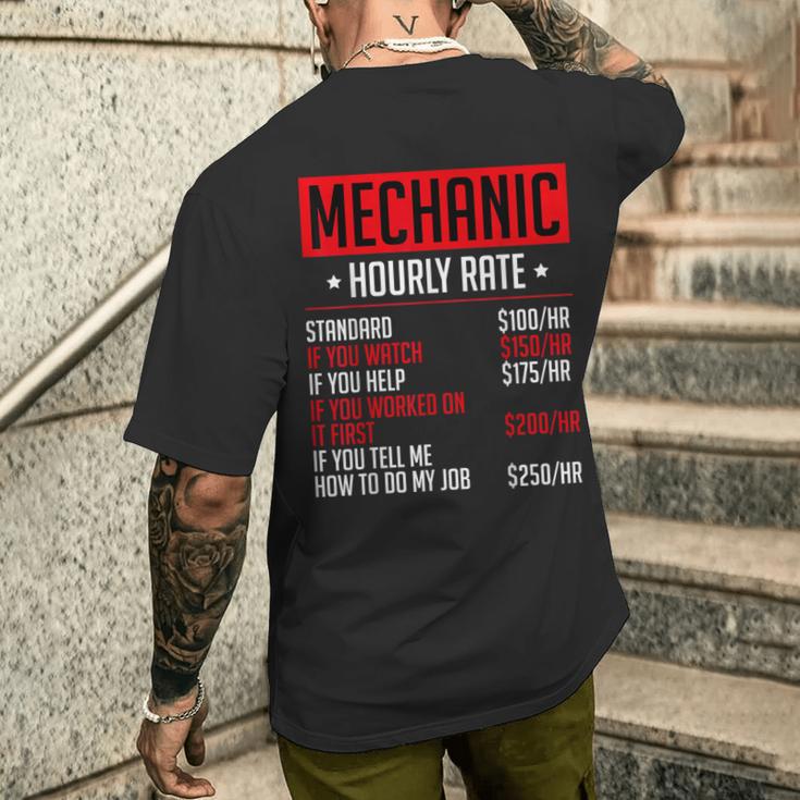 Mechanics Auto Mechanics メカニック 時給 カーメカニック メンズTシャツ バックプリント 彼への贈り物