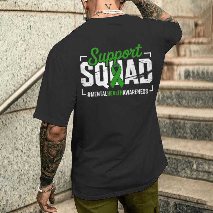 Mental Health Awareness Green Ribbon Support Squad Men's T-shirt Back Print Gifts for Him