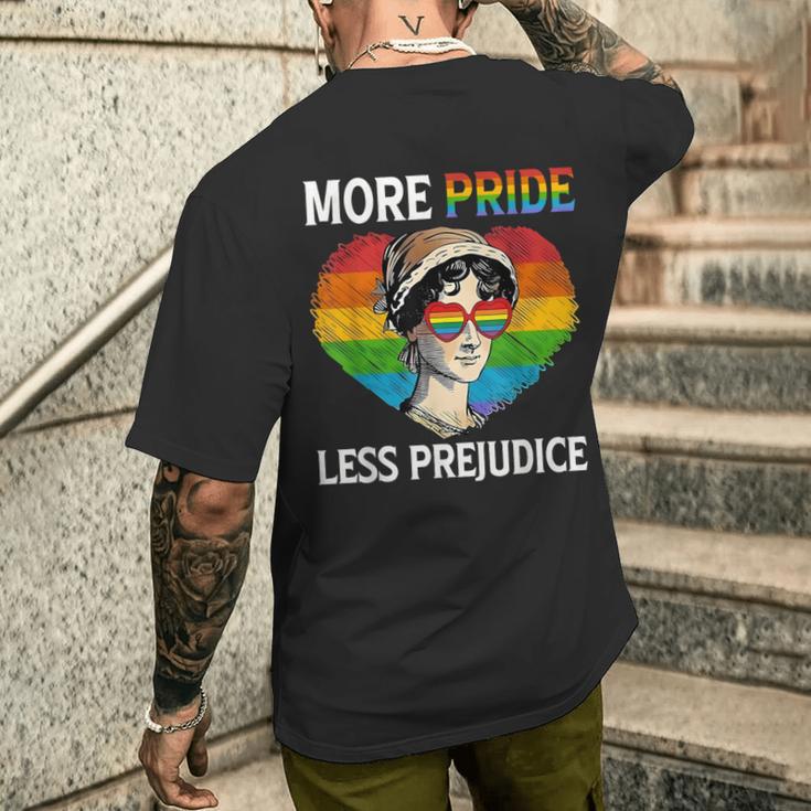 More Pride Less Prejudice Pride Month Lgbtq ゲイ レズビアン メンズTシャツ バックプリント 彼への贈り物