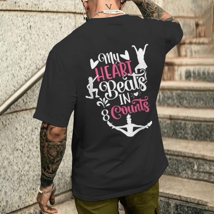My Heart Beats 8カウント チアリーダー ダンサー チアリーディング メンズTシャツ バックプリント 彼への贈り物