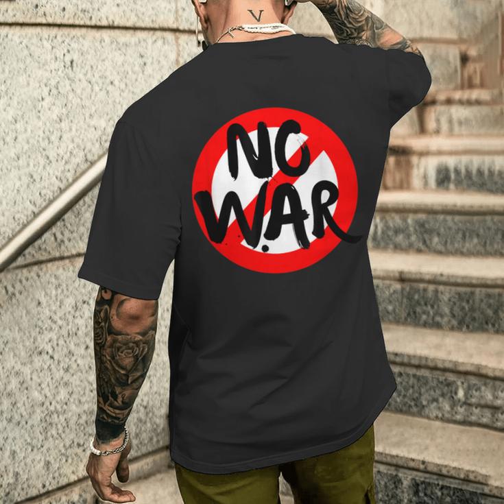 No War、アンチウォーデーストップサイン、スプレーペイント、No War。 メンズTシャツ バックプリント 彼への贈り物