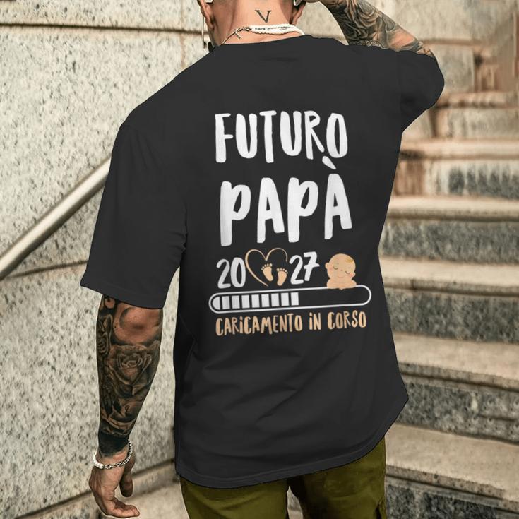 Papà 2027 Gravidanza Padre Futuro Papà 2027 Loading T-shirt da uomo con stampa posteriore Regalos para él