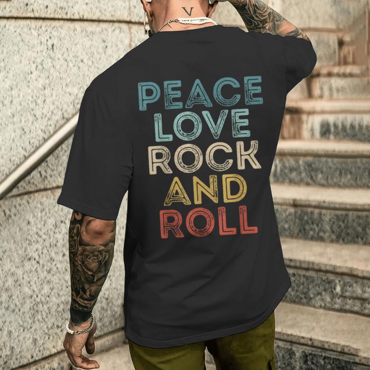 Peace Love Rock And Roll ピース・ラブ・ロックンロールtシャツ ロックンロール・ミュージック メンズTシャツ バックプリント 彼への贈り物