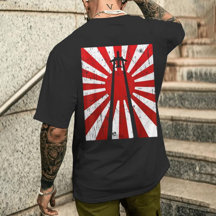 Pilot Plane Airport Air Traffic Controller Risingun Flag メンズTシャツ バックプリント 彼への贈り物