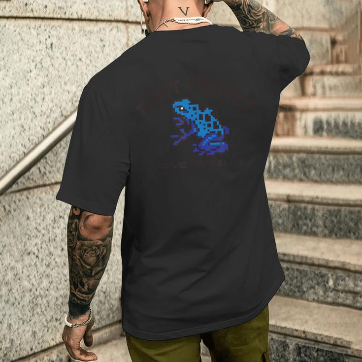 Pixel Animals Bluepoisondartfrog ピクセルアニマルズ コバルトヤドクガエル 黒フォント メンズTシャツ バックプリント 彼への贈り物