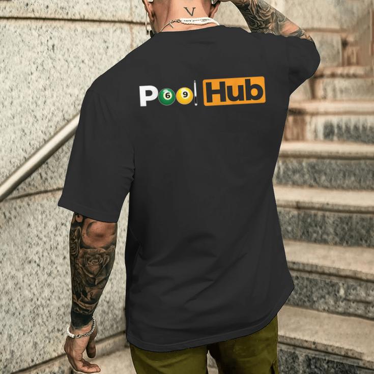 Pool Hub 8 Ball Billiard Game Pool Player Men's T-shirt Back Print Gifts for Him