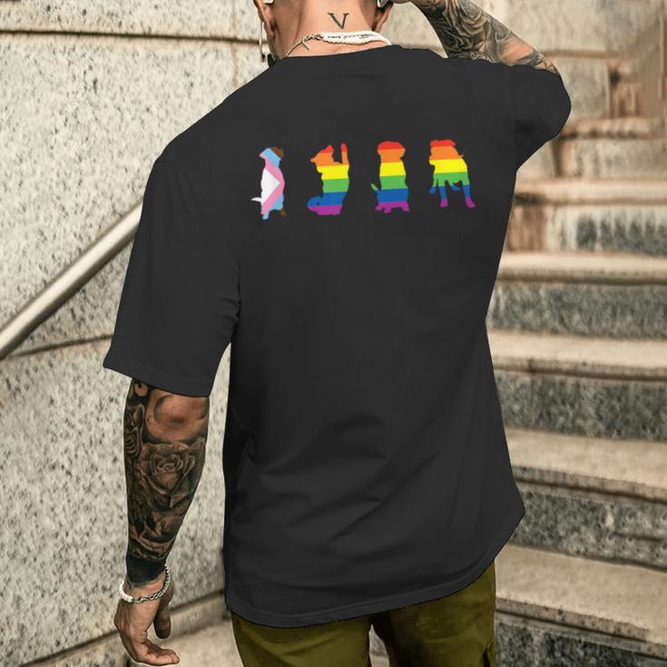 Progress Pride Cute Dog Lgbt プログレス ゲイ ペット好き メンズTシャツ バックプリント 彼への贈り物