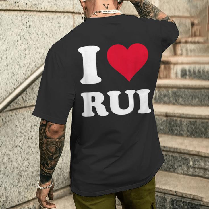 Red Heart I Love Rui メンズTシャツ バックプリント 彼への贈り物