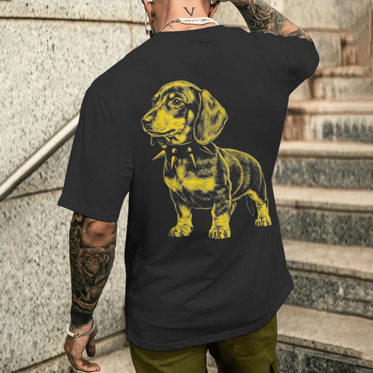 Rocker ダックスフント パンク メタル ロックンロール ミュージック ドッグ メンズTシャツ バックプリント 彼への贈り物
