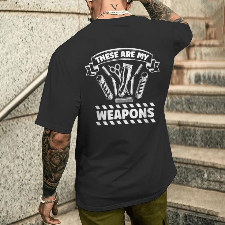 These Are My Weapons ヘアカット バーバー メンズTシャツ バックプリント 彼への贈り物
