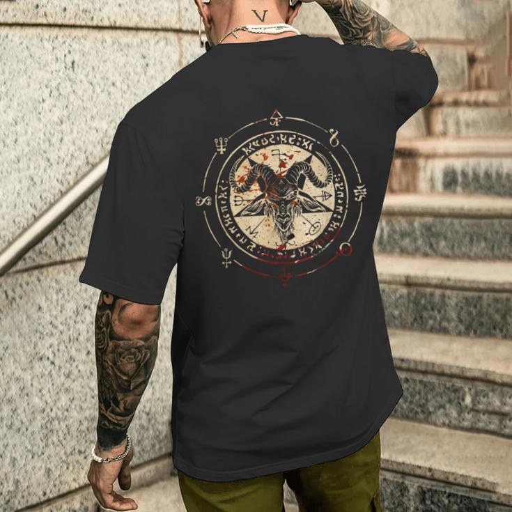 Seal Of Baphomet Occult Pentagram Goatatanic Occult メンズTシャツ バックプリント 彼への贈り物
