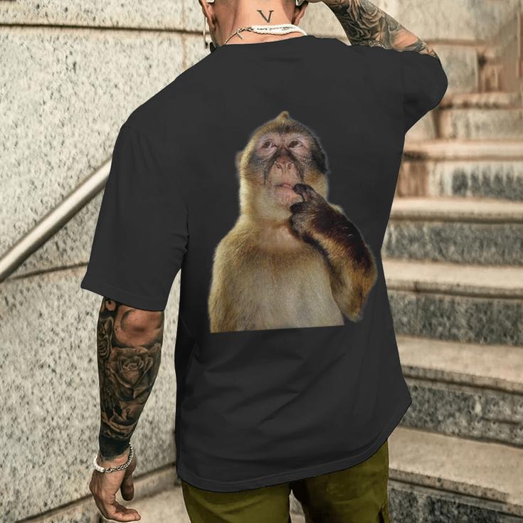 Thinking Monkey Meme メンズTシャツ バックプリント 彼への贈り物