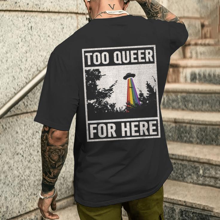 Too Queer For Here シャツ Gay Pride Alien Ufo メンズTシャツ バックプリント 彼への贈り物