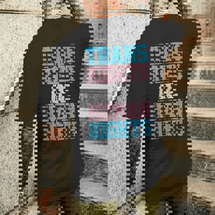 Trans Rights Are Human Rights Lgbtq トランスジェンダー フラッグ プライド メンズTシャツ バックプリント 彼への贈り物