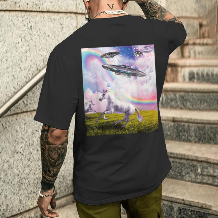 Ufo 誘拐ユニコーン メンズTシャツ バックプリント 彼への贈り物