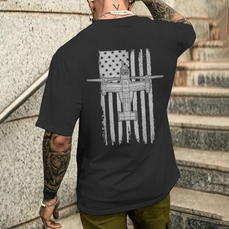 V-22 Osprey ミリタリーヘリコプター アメリカ国旗22 メンズTシャツ バックプリント 彼への贈り物
