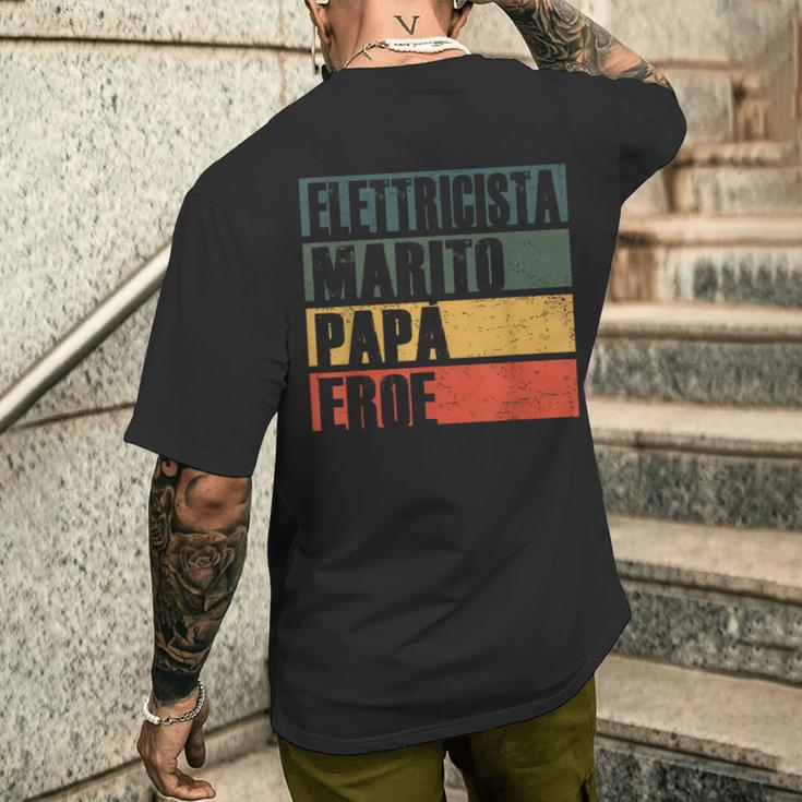 Vintage Marito Papà Elettricista Eroe Papà Elettricista T-shirt da uomo con stampa posteriore Regalos para él
