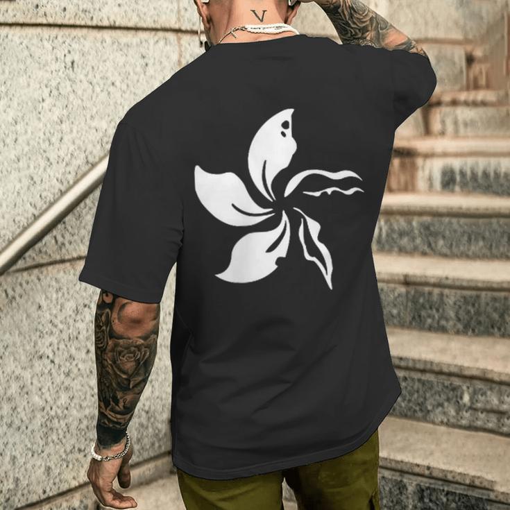 Wilted Bauhinia Flag 2019 香港抗議 メンズTシャツ バックプリント 彼への贈り物