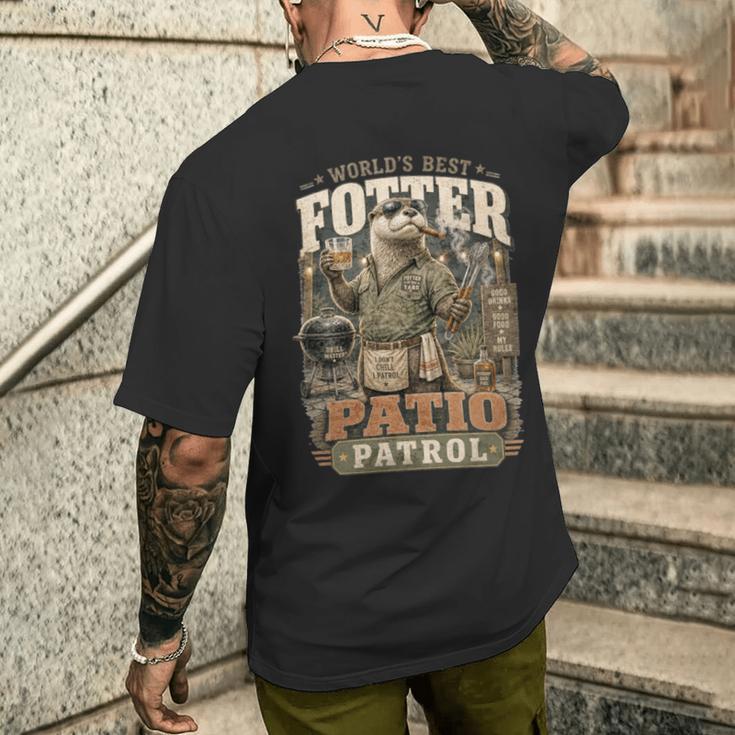 Worlds Best Fotter パティオ パトロール 裏庭 カワウソ しゃれ 誕生日 長袖tシャツ メンズTシャツ バックプリント 彼への贈り物