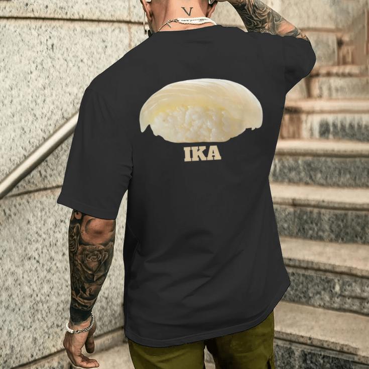 いか 面白ネタ すしネタ Ika 烏賊 メンズTシャツ バックプリント 彼への贈り物