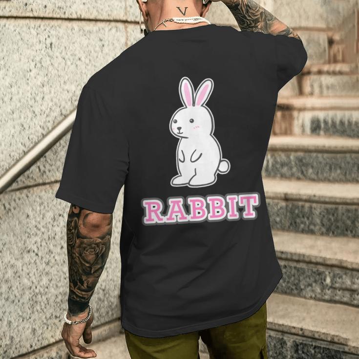 うさぎ Rabbit『ハロー』兎【どうぶつフレンズ】グッズ ゆるくて かわいい イラスト メンズTシャツ バックプリント 彼への贈り物