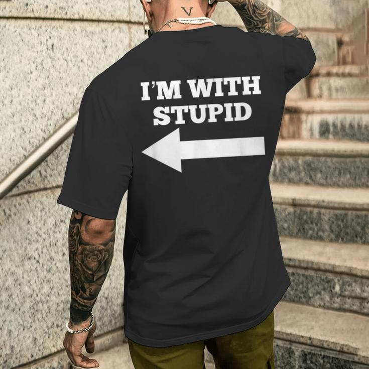 おかしい俺はバカと矢印が左向いてる メンズTシャツ バックプリント 彼への贈り物