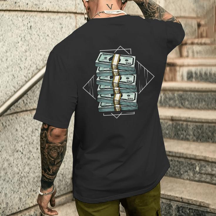 お金の束 メンズTシャツ バックプリント 彼への贈り物