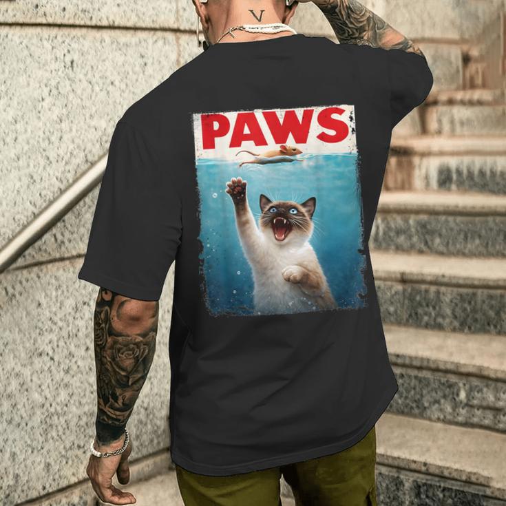 かわいいシャム猫パウズパロディー 猫好きのための猫のミームユーモア メンズTシャツ バックプリント 彼への贈り物