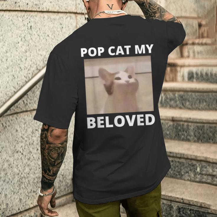 かわいいポップキャットミーム ポップキャット 面白い猫のミーム メンズTシャツ バックプリント 彼への贈り物