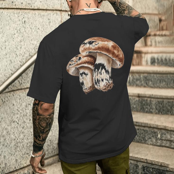 しいたけ きのこ狩り 菌類 イラスト しいたけ メンズTシャツ バックプリント 彼への贈り物