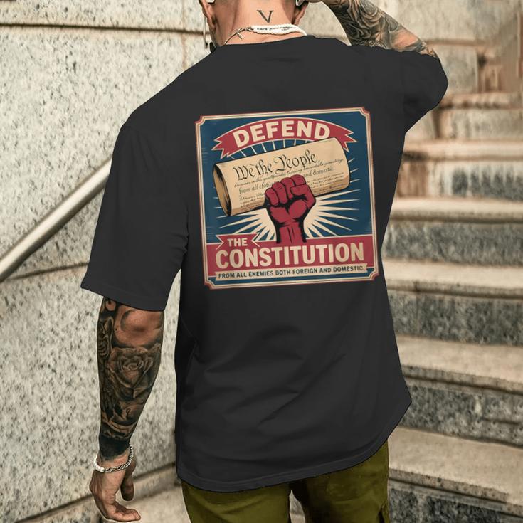 すべての敵から憲法を守る 愛国的な自由 メンズTシャツ バックプリント 彼への贈り物