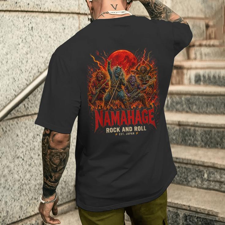 なまはげ ロックンロール 秋田県 男鹿 鬼 ギター バンド メンズTシャツ バックプリント 彼への贈り物