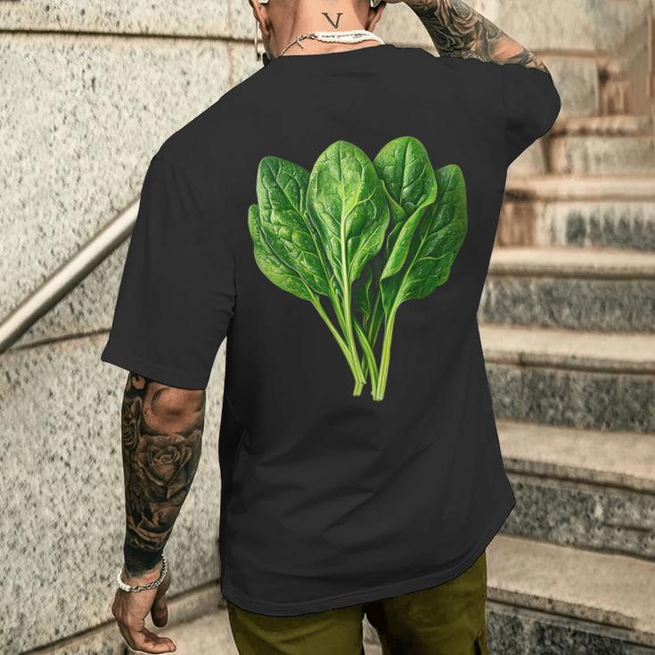 ほうれん草 野菜モチーフ 庭 ほうれん草 メンズTシャツ バックプリント 彼への贈り物