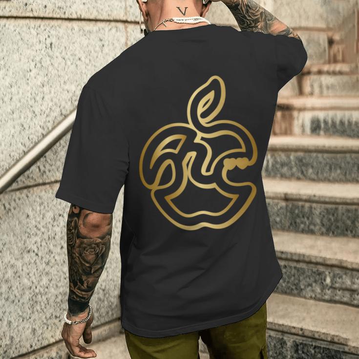 りんご ハート ひらがな 隠し文字 タイポグラフィ ユニーク おもしろみ フルーツ デザイン 長袖tシャツ メンズTシャツ バックプリント 彼への贈り物