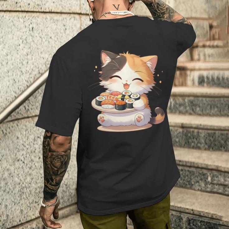 わがまま猫 寿司ねこ ラーメン好き かわいい おもしろ マンガ 長袖tシャツ メンズTシャツ バックプリント 彼への贈り物