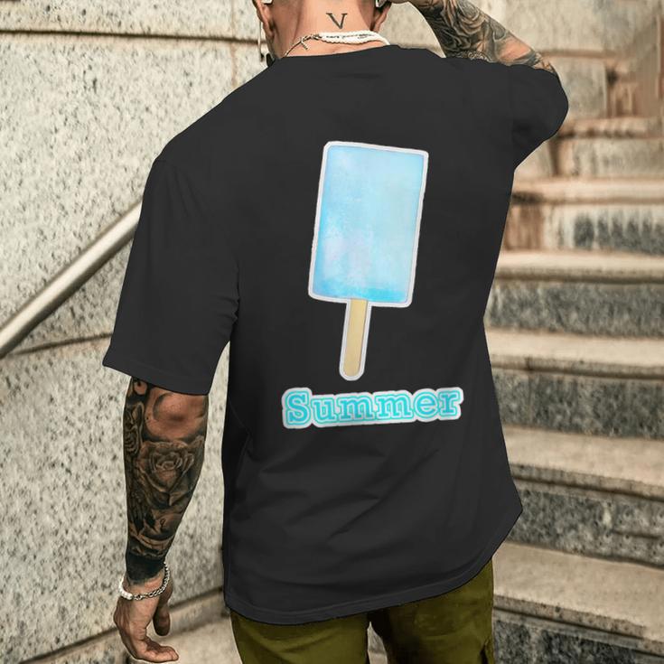 アイスバー・ソーダ／夏【サマータイム】アイスクリーム ポップ リゾート かわいい メンズTシャツ バックプリント 彼への贈り物