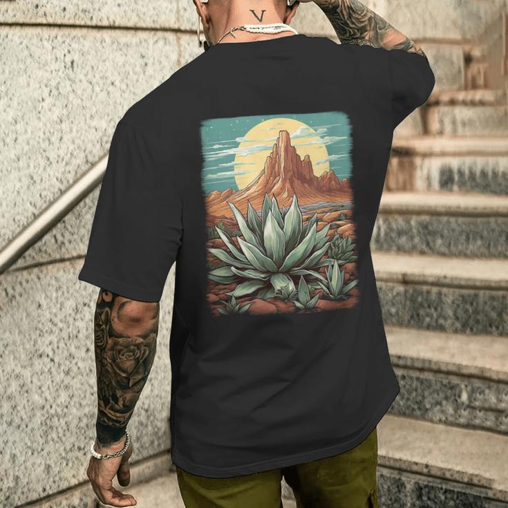 アガベ モンタナ山 アガベ 多肉植物 メキシカン メンズTシャツ バックプリント 彼への贈り物