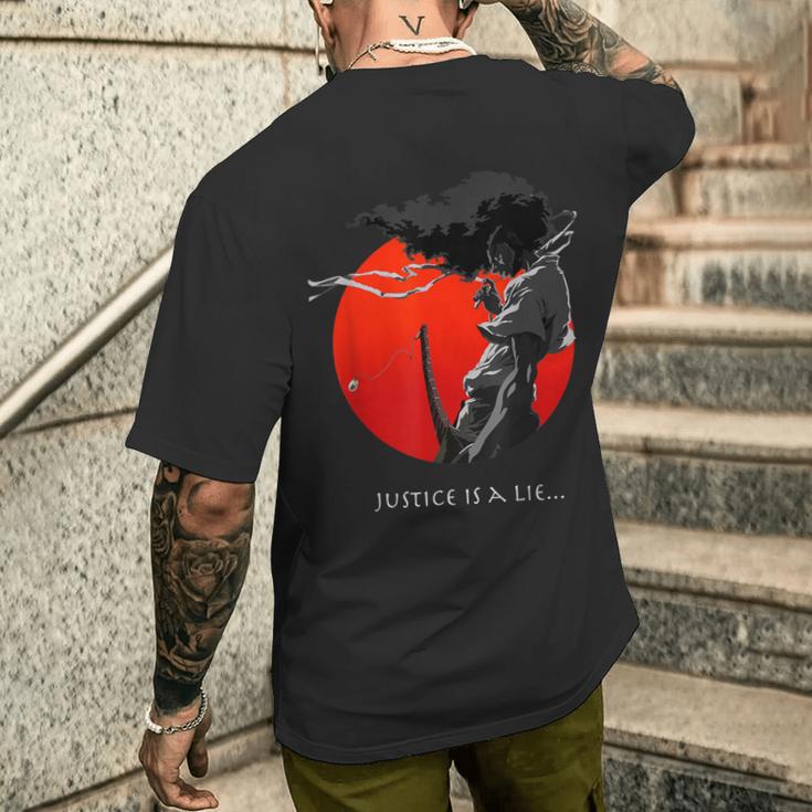 アフロサムライ アニメ 日本武士道戦士 ストリートウェア メンズTシャツ バックプリント 彼への贈り物