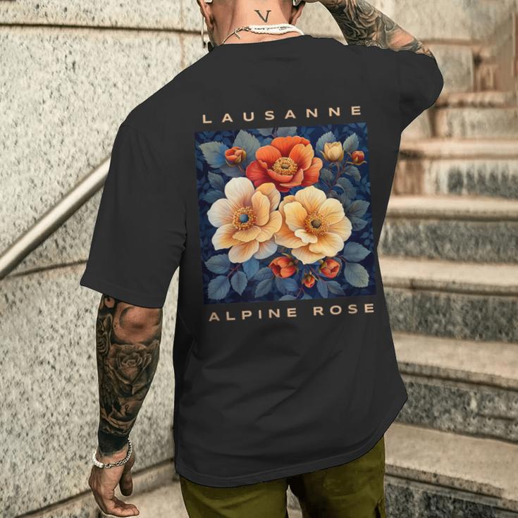 アルパインローズフラワー ローザンヌ メンズTシャツ バックプリント 彼への贈り物