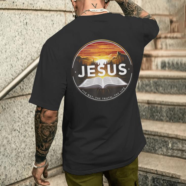 イエス・ザ・ウェイ・ザ・トゥルース ザ・ライフ キリスト教 神 信仰 聖書 メンズTシャツ バックプリント 彼への贈り物
