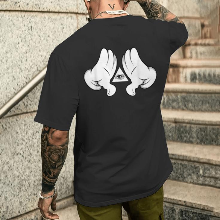 イルミナティ陰謀論 プロビデンスの目 おもしろtシャツ メンズTシャツ バックプリント 彼への贈り物