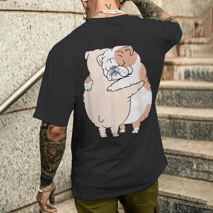 イングリッシュブルドッグハグ メンズTシャツ バックプリント 彼への贈り物