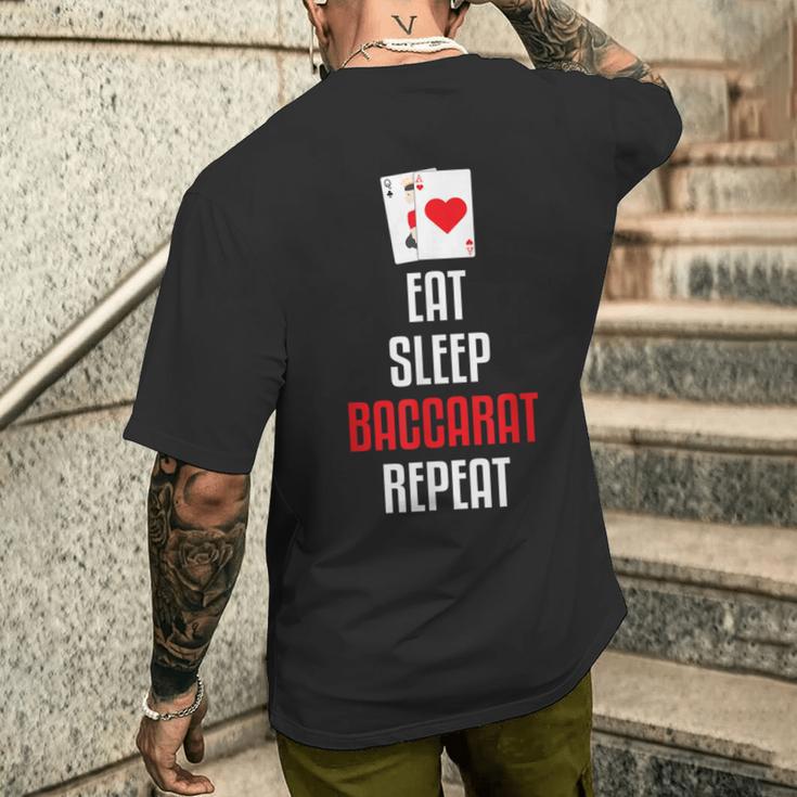 イート・スリープ・バカラ・リピート-バカラは私のゲームカードゲーム メンズTシャツ バックプリント 彼への贈り物