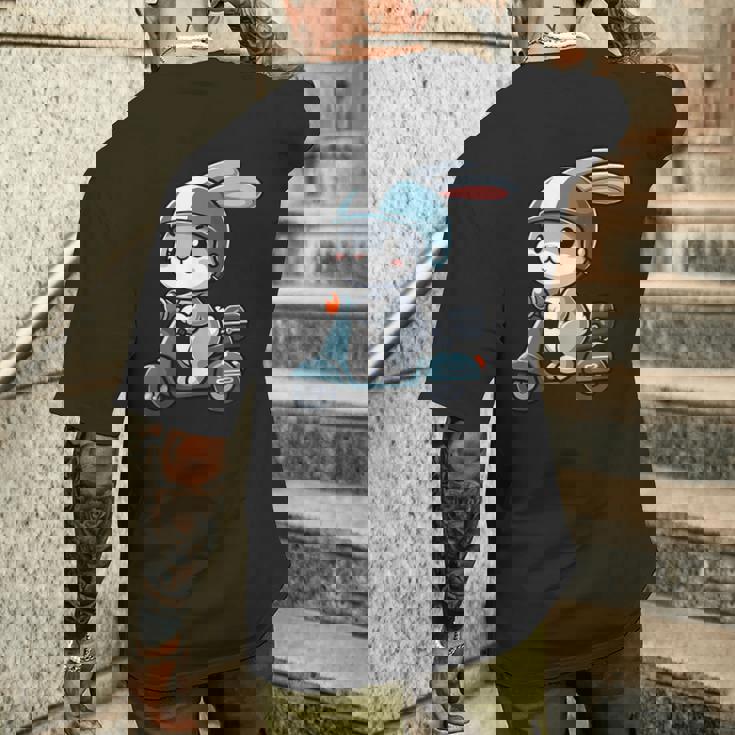 ウサギ スクーター ペット 面白い オートバイ メンズTシャツ バックプリント 彼への贈り物