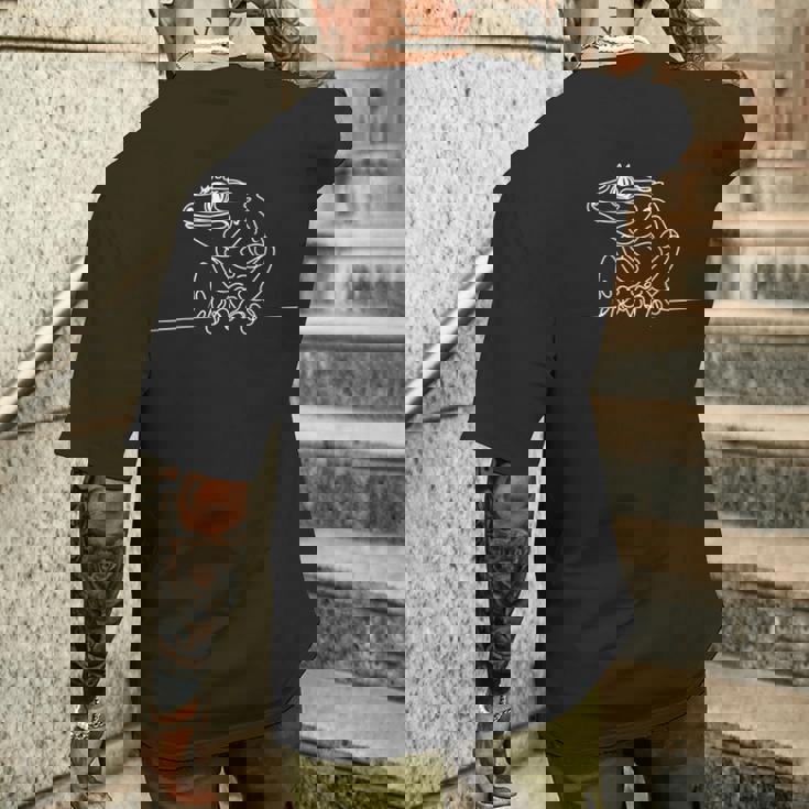 エレガントなラインアート ガーゴイル ヤモリ 爬虫類 メンズTシャツ バックプリント 彼への贈り物