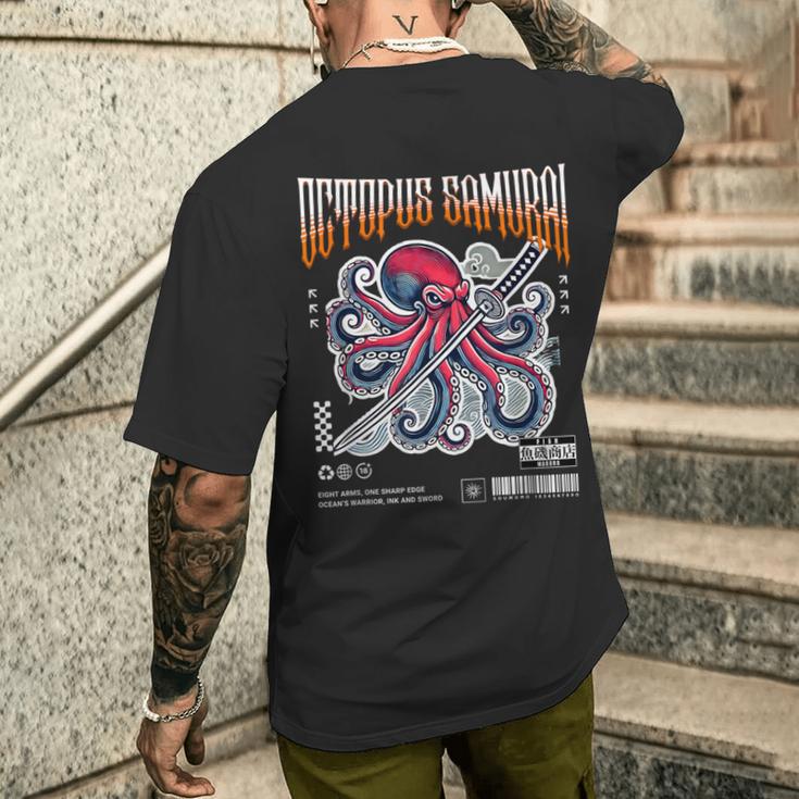 オクトパス侍 エイトアームズ 戦士 メンズ レディース メンズTシャツ バックプリント 彼への贈り物